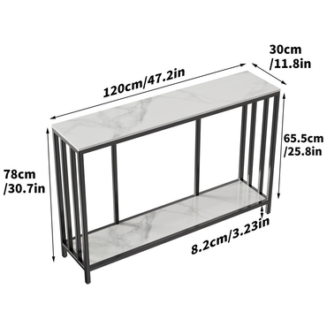 Modern White Marble Console Table with Storage Shelf