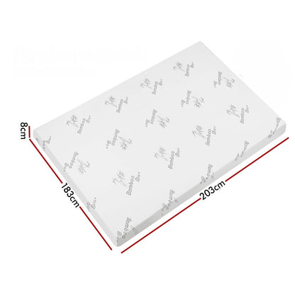 Graphite Infused Memory Foam Mattress Topper Bamboo Cover 8cm