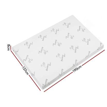 Graphite Infused Memory Foam Mattress Topper Bamboo Cover 8cm