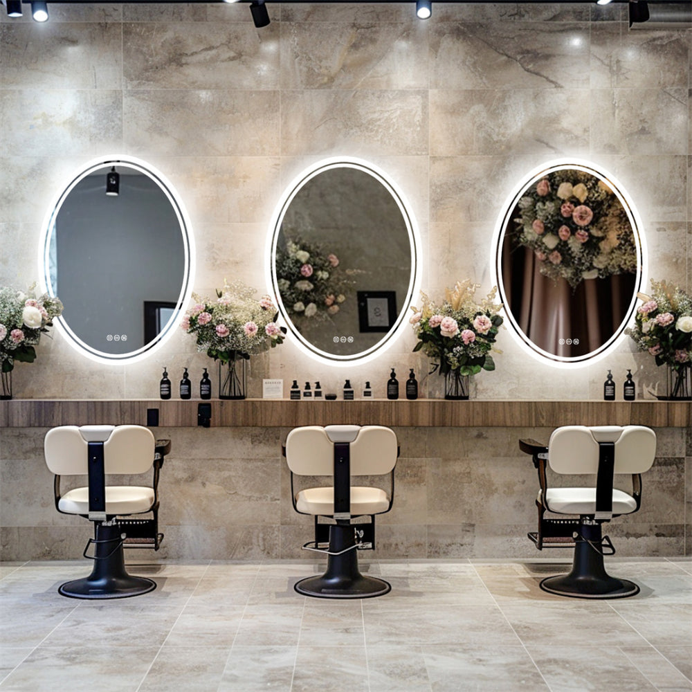 Oval LED Bathroom Mirror with Demister