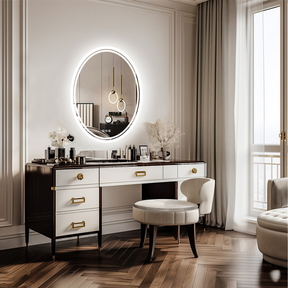 Oval LED Bathroom Mirror with Demister