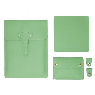3-in-1 Waterproof Leather Laptop Liner Bag - 14 Inches - Honeydet Oranges